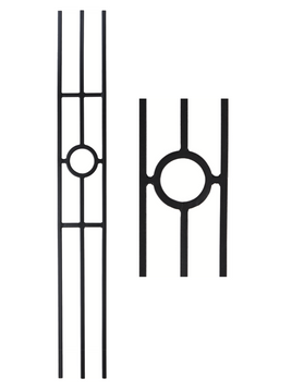 1/2 in. x 44 in. x 6 in. Atlas  Three leg panel baluster with a single ring design in the center. Made of solid wrought iron in a satin black finish.