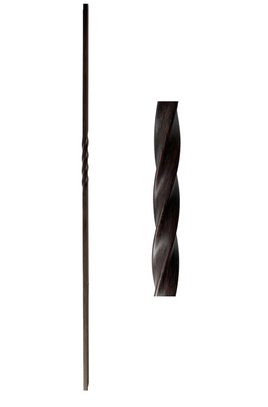 1/2 in. x 44 in. Atlas Hollow wrought iron baluster in an oil rubbed bronze finish, featuring a six inch, single twist design.