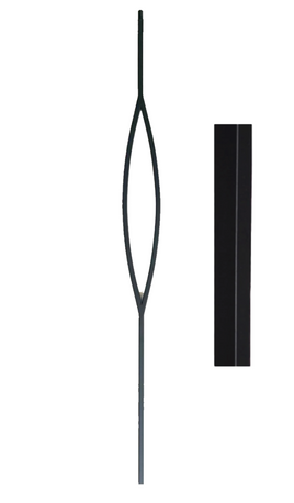 1/2 in. x 44 in. Atlas  Hollow, wrought iron baluster with a single ellipse design in a satin black finish.