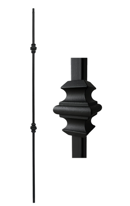1/2 in. 44 in. Atlas Hollow, wrought iron baluster with a double knuckle design in a satin black finish.