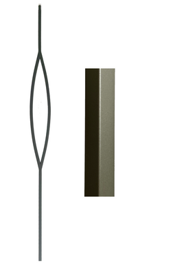 1/2 in. x 44 in Atlas Hollow, wrought iron baluster with a single ellipse design in an ash grey finish.