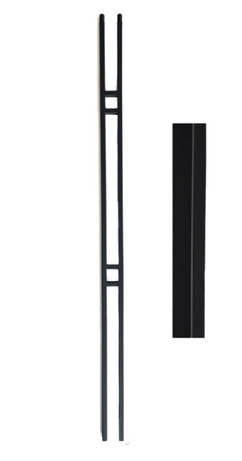 1/2 in. x 44 in. Atlas Hollow wrought iron baluster with a double bar design in a satin black finish.
