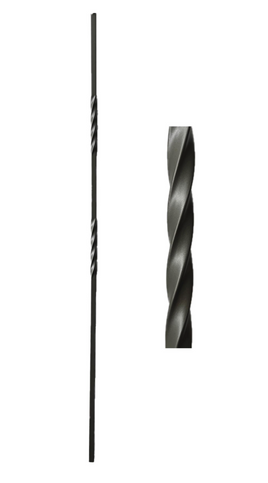 1/2 in. x 44 in. Atlas Hollow wrought iron baluster in an ash grey finish, with two six inch double twists.