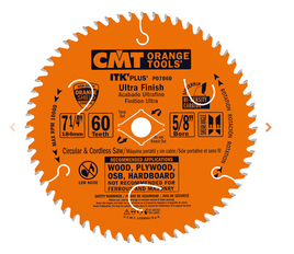 CMT 7-1/4" x 60 Tooth Ultra Finish Circular Saw Blade