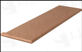 1 X 11-1/2 X 72'' Stair Tread Red oak Mitered Left only Side Around