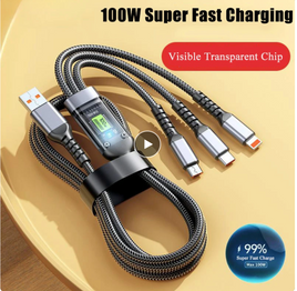 New 5A 3-in-1 100W Fast Charging USB To Type-C Micro Fast Charger Cable For Samsung Xiaomi Huawei iPhone 14 13