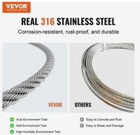 VEVOR T316 Stainless Steel Cable 1/8" 7x7 Steel Wire Rope 600 ft Cable Railing