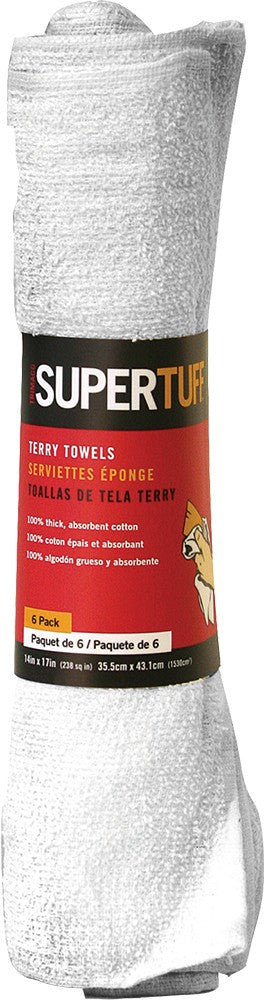 6PK Trimaco 14" x 17" White Terry Towel Super Tuff  10756