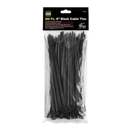 STOREHOUSE 8 in. UV-Resistant Black Cable Ties, 100-Pack