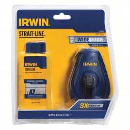 IRWIN Chalk Line Reel Kit: 3:1, 100 ft Line Lg, Blue, 8 oz Fill Wt, Sliding Door, Blue