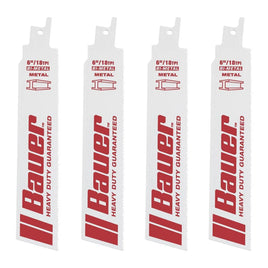 BAUER 18 TPI Bi-Metal Reciprocating Saw Blades, 4-Pack