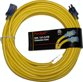 12/3  Pro Star Heavy Duty Extension Cords Yellow 50 Ft