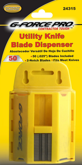 G-FORCE 24315 PLASTIC UTILITY KNIFE DISPENSER 50 BLADES