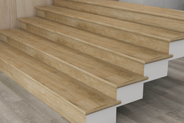 241 Ivory Tower, Premium  Sky Vinyl  Stair Tread + Riser, Square Nosing, DURA-PRO, ROCK-PRO