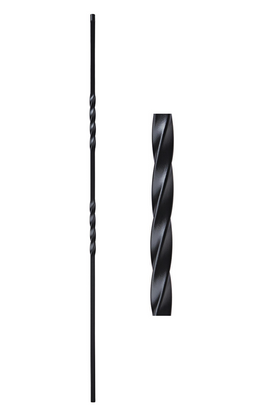 1/2 in. x 44 in. Atlas Hollow wrought iron baluster in a satin black finish, with two six inch double twists..