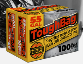 Tuffboy 55 Gallon Trash 100 Bags 38x58  1.5 Mil Clear
