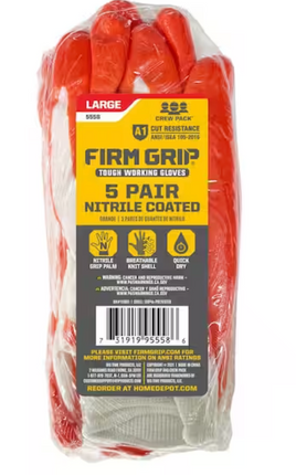 Firm Grip Work Gloves 5 pairs