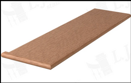 1 X 11-1/2 X 36''  Stair Tread Red oak Mitered Left Only Side Around