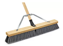 24" Grey Poly Fine Cleaning Broom Complete