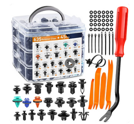 635 Car Push Retainer Clips Auto Fasteners Assortment Nylon Bumper Fender Rivets with Cable Ties for Toyota GM Ford Honda Chevy