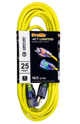 12/3 SJTW Pro Star Lighted Heavy Duty Extension Cords Yellow 25 Ft