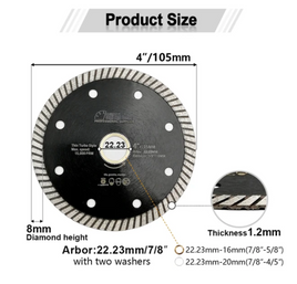 SHDIATOOL  Super-Thin Diamond Turbo Blades Cutting Ceramic Tile Granite Disc Saw Blade Cutter Marble Diameter 4