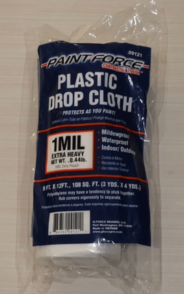 Paint Force 9' x 12' 108 sqft Plastic Drop Cloth