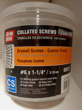 6" x 1-1/4'' Collated Screws to Wood Flexible strip (1000 Pcs)