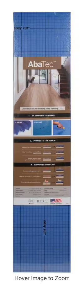 Abatec 100 sq. ft. 3.9 ft. x 25.7 ft. x 1.5 mm Vinyl For Underlayment