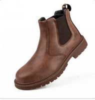 Water Proof Safety Work Shoes For Men Steel Head Leather Boots Male Footwear Indestructible Construction Work Shoes Brown 36 Size