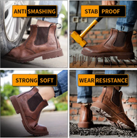 Water Proof Safety Work Shoes For Men Steel Head Leather Boots Male Footwear Indestructible Construction Work Shoes Brown 36 Size
