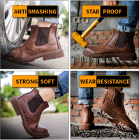 Water Proof Safety Work Shoes For Men Steel Head Leather Boots Male Footwear Indestructible Construction Work Shoes Brown 39 Size