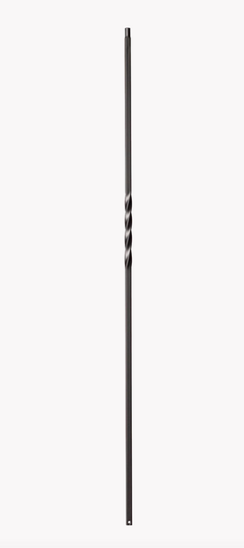 DEFARIA IRON SATIN BLACK  BALUSTER SINGLE TWIST ENDS 1/2 SQUARE HALLOW  HEIGTH 44''