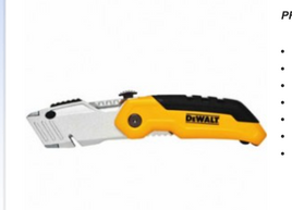 DEWALT TOOLS DWHT10035L FOLDING RETRACTABLE BLADE UTILITY KNIFE