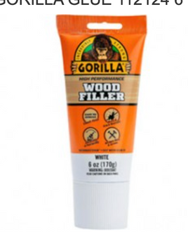 GORILLA GLUE 112124 6 OZ TUBE WOOD FILLER WHITE