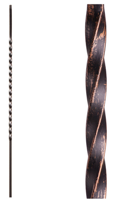 DEFARIA IRON OIL RUBBED BRONZE  BALUSTER  LONG TWIST ENDS 1/2 SQUARE HALLOW  HEIGTH 44''