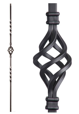 DEFARIA IRON SATIN BLACK  BALUSTER  SINGLE BASKET ENDS 1/2 SQUARE HALLOW HEIGTH 44''