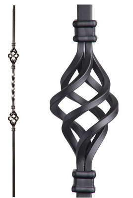 DEFARIA IRON ASH GREY  BALUSTER  DOUBLE BASKET ENDS 1/2 SQUARE HALLOW HEIGTH 44''