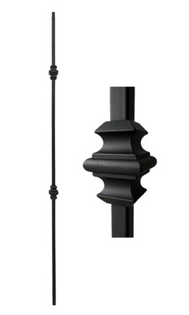 DEFARIA IRON SATIN BLACK  BALUSTER  DOUBLE KNUCKLE  ENDS 1/2 SQUARE HALLOW HEIGTH 44''