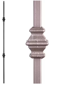 DEFARIA IRON ASH GREY BALUSTER DOUBLE KNUCKLE ENDS 1/2 SQUARE HALLOW HEIGTH 44