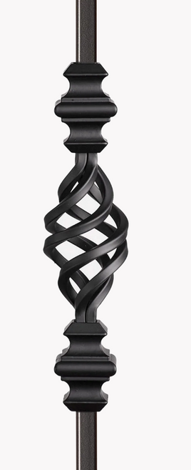 DEFARIA IRON SATIN BLACK  BALUSTER  SINGLE BASKET & KNUCKLES  ENDS 1/2 SQUARE HALLOW HEIGTH 44''