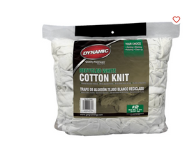 Dynamic 64250 #2 2Lb Bag Recycled White Cotton Knit Wiping Cloth