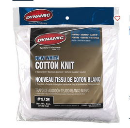 Dynamic 99774 #1/2 8 oz. Bag New White Cotton Knit Wiping Cloth