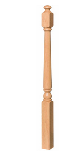 2nd Floor Newel, 3 inches x 60 inches, Red Oak.