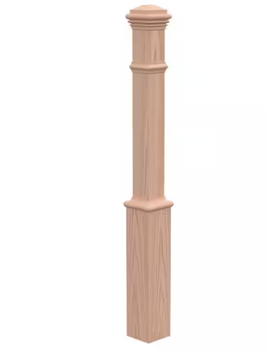 5-1/2" x 55" Box Stair  Newel Plain Red Oak