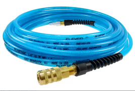 Flexeel Hose, 1/4" x 100', Strain Relief Fittings, Industrial Six Ball Coupler & Connector, Transparent Blue