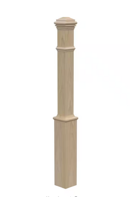 4191PO  5 X 56  Unfinished Poplar Plain Solid Core Box Newel Post