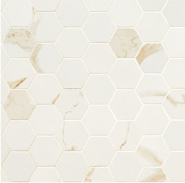 EDEN CALACATTA 3 X 3 MATTE HEXAGON MOSAIC            8pcs/box.   432/crate.    6.72sqft/box