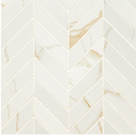 EDEN CALACATTA 12 X 15 MATTE CHEVRON MOSAIC            4pcs/box.   432/crate.    10.04sqft/box