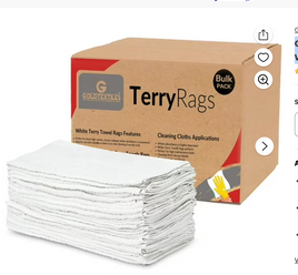 Gold Textiles White Cotton Terry Towels 120 Pcs 24x48 in Valuable Cleaning Terry Rags Commercial Use